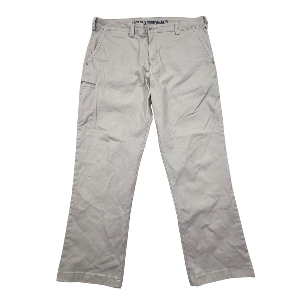 Duluth Trading Co Flex Ballroom Khakis Mens 38x30 Standard Fit Tan Work Pants